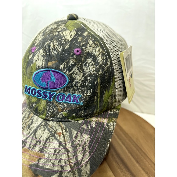 Mossy‎ Oak Hat Cap Camouflage And Purple Adult Trucker Mesh Strapback New - Picture 3 of 11